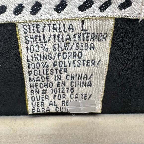 ICE Y2K Babydoll Top Womens L Black Silk Abstract Paisley Lined Boho Whimsygoth - Picture 15 of 16